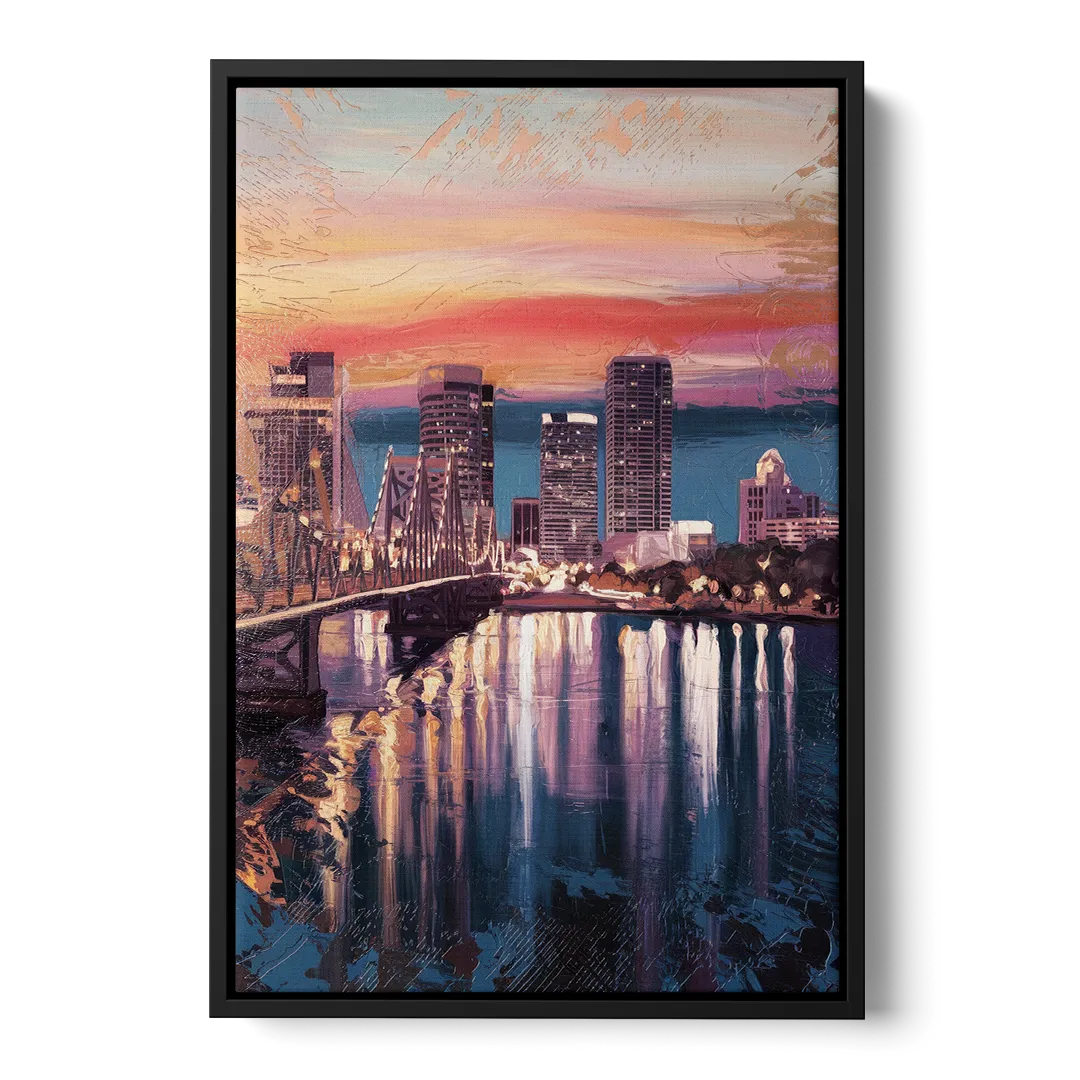 Jacksonville Urban Charm Front - Black Canvas Wall Art