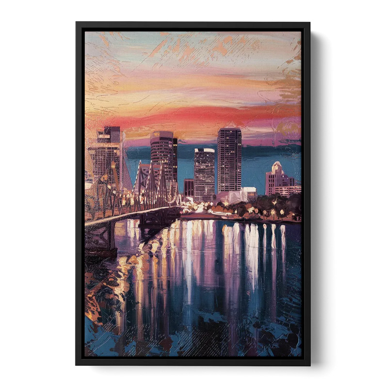 Jacksonville Urban Charm Front - Black Canvas Wall Art