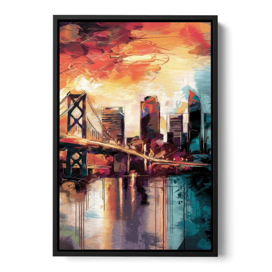 Jacksonville Wall Street Vibes - Black Framed Canvas Wall Art - Front