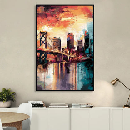 Jacksonville Wall Street Vibes Living Room - Black Canvas Wall Art
