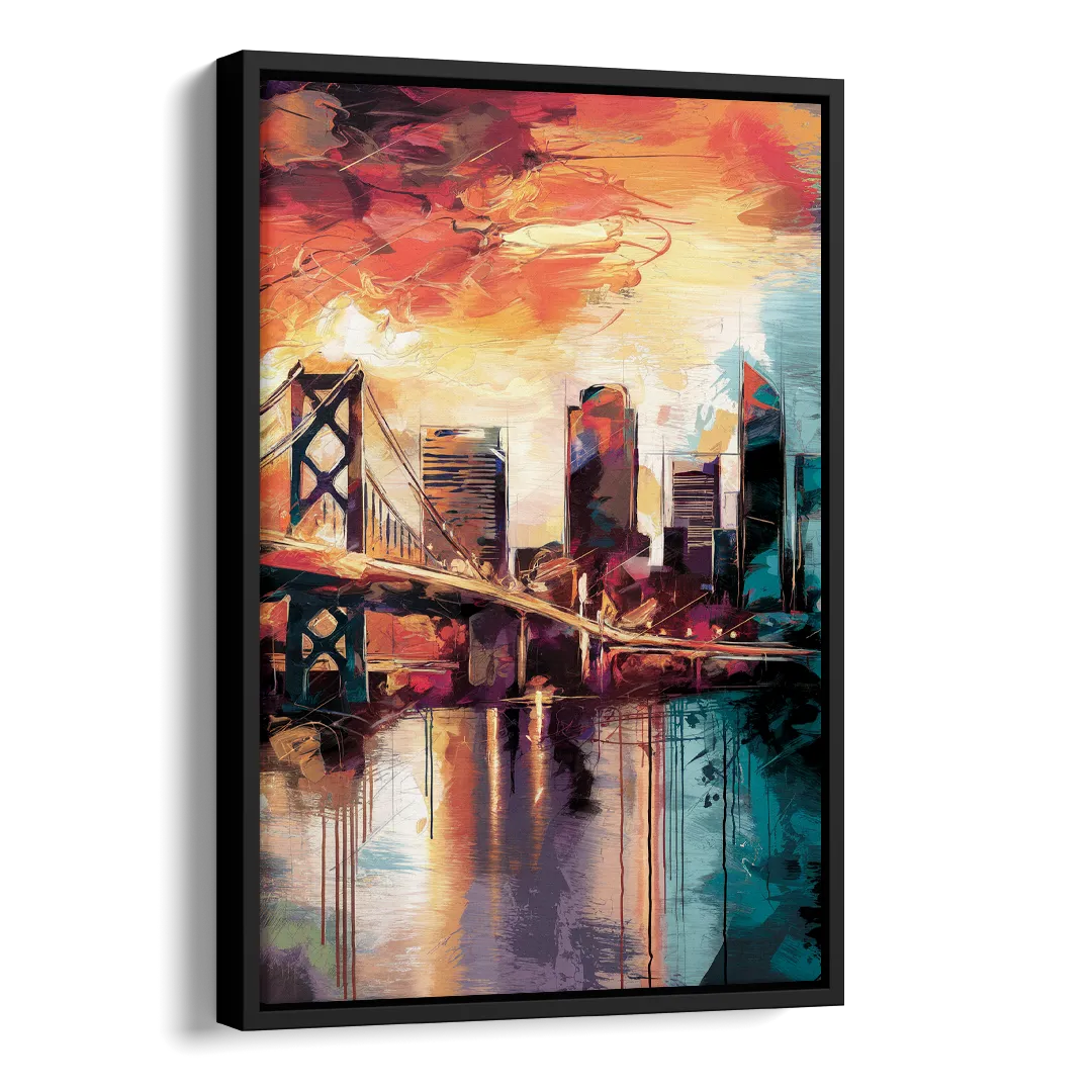 Jacksonville Wall Street Vibes Side - Black Canvas Wall Art
