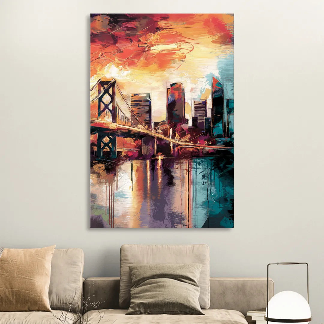 Jacksonville Wall Street Vibes Living Room - Canvas Wall Art