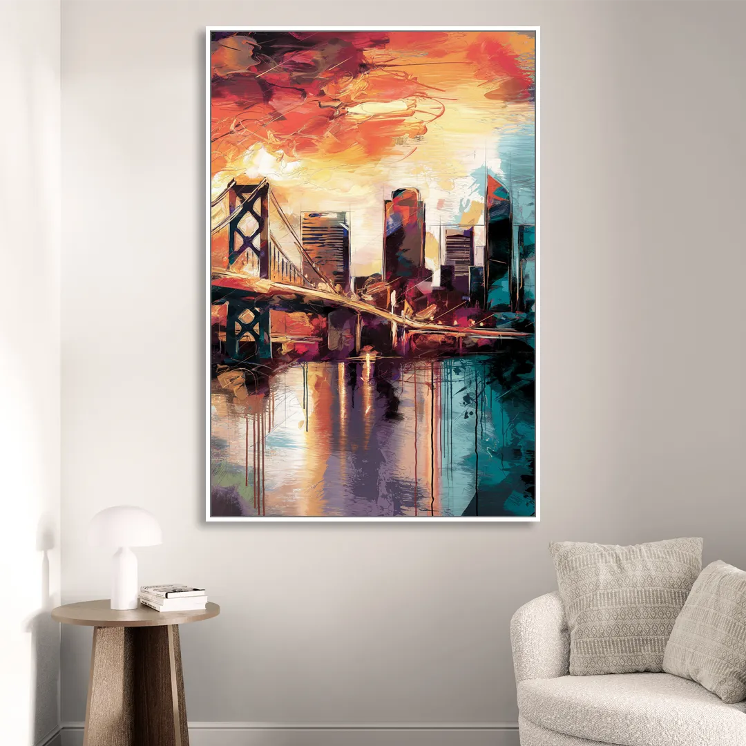 Jacksonville Wall Street Vibes Living Room - White Canvas Wall Art