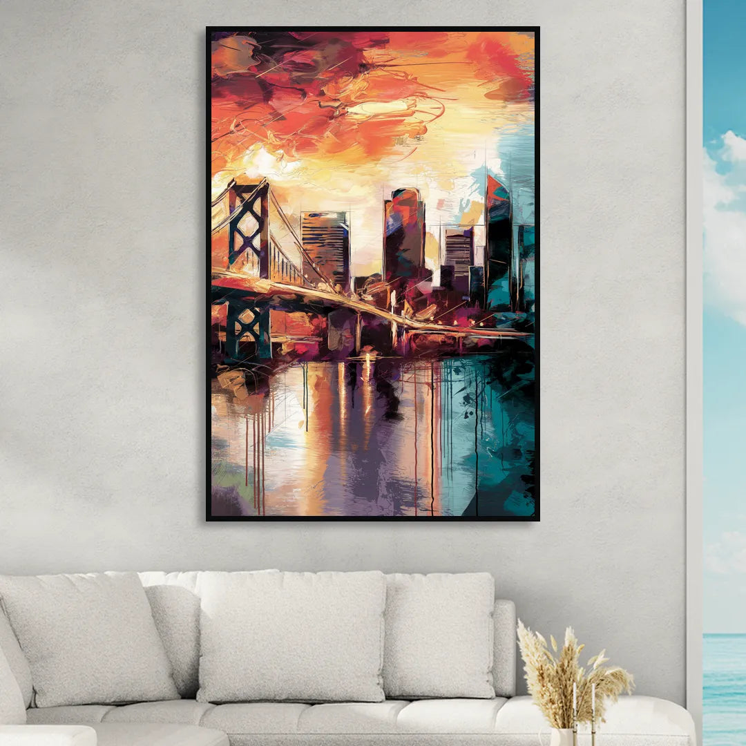 Jacksonville Wall Street Vibes Sitting Room - Black Canvas Wall Art