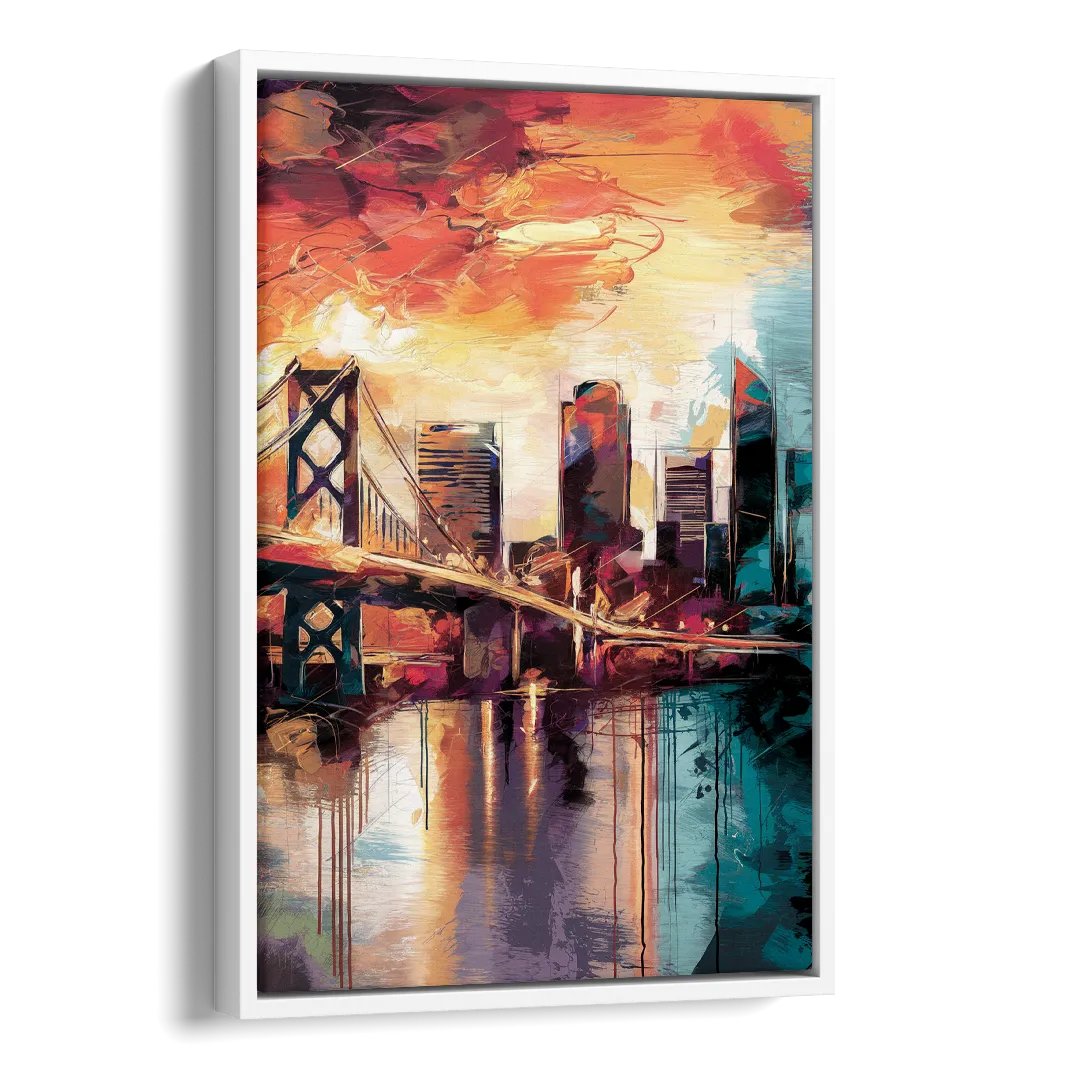 Jacksonville Wall Street Vibes Side - White Canvas Wall Art