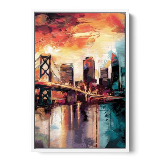 Jacksonville Wall Street Vibes - White Framed Canvas Wall Art - Front