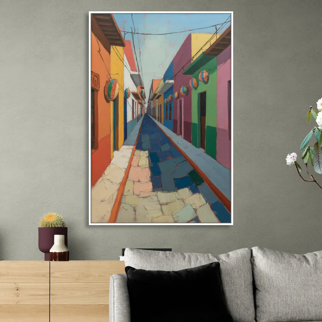 Jalatlaco Barrio Colors Sitting Room - White Canvas Wall Art