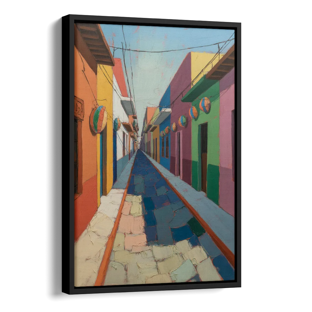 Jalatlaco Barrio Colors Side - Black Canvas Wall Art