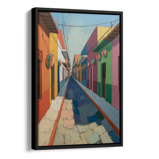 Jalatlaco Barrio Colors Side - Black Canvas Wall Art