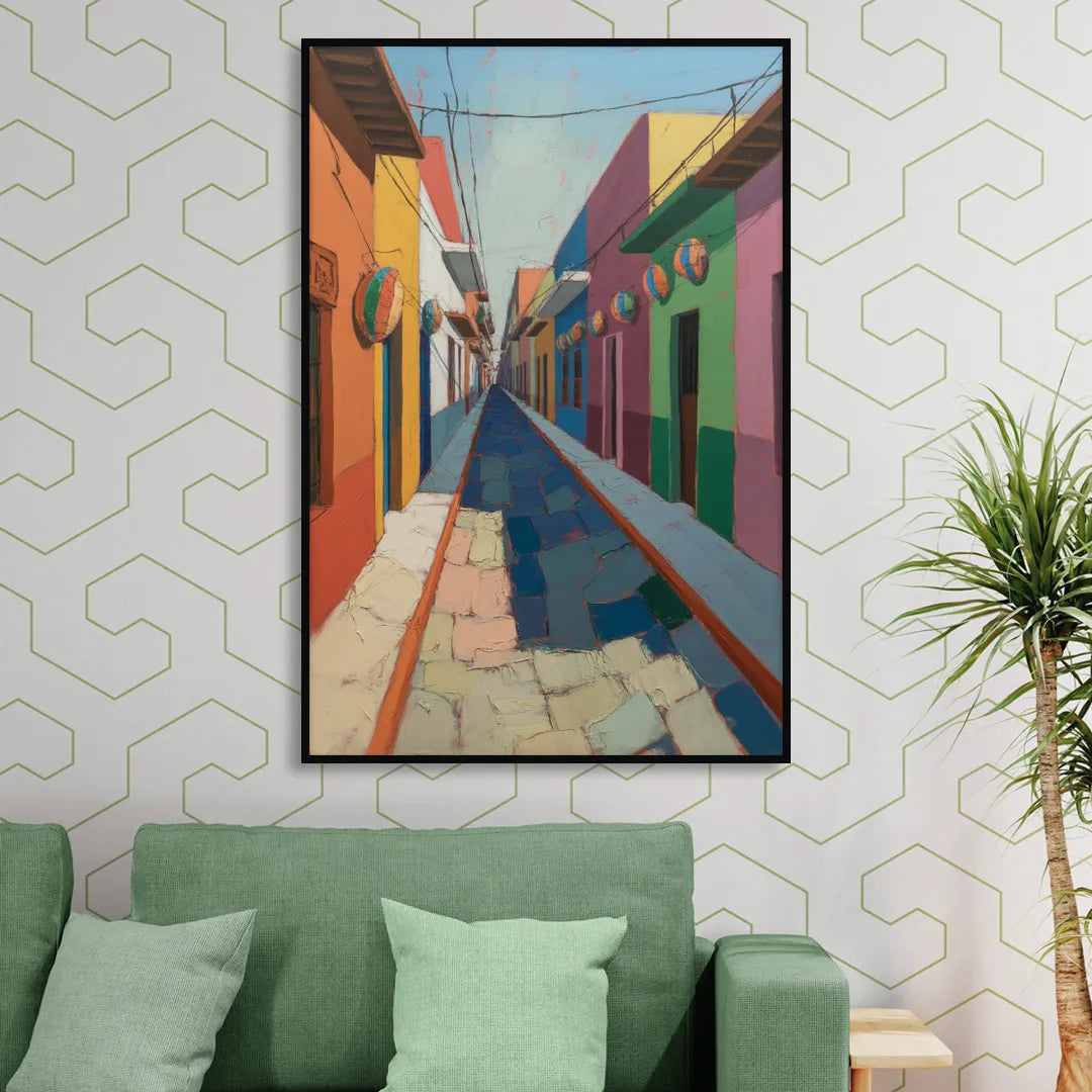 Jalatlaco Barrio Colors Sitting Room - Black Canvas Wall Art