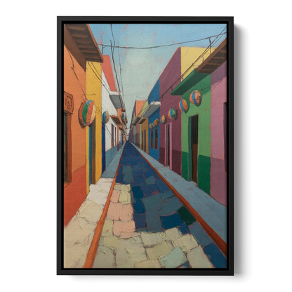 Jalatlaco Barrio Colors Front - Black Canvas Wall Art