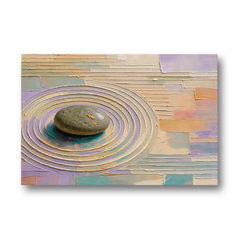 Japandi Sage Stone in Raked Ripples - Canvas Wall Art - Front
