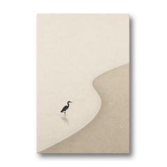 Japanese Minimalist Art of a Heron in the Shallows - Canvas Wall Art - Front