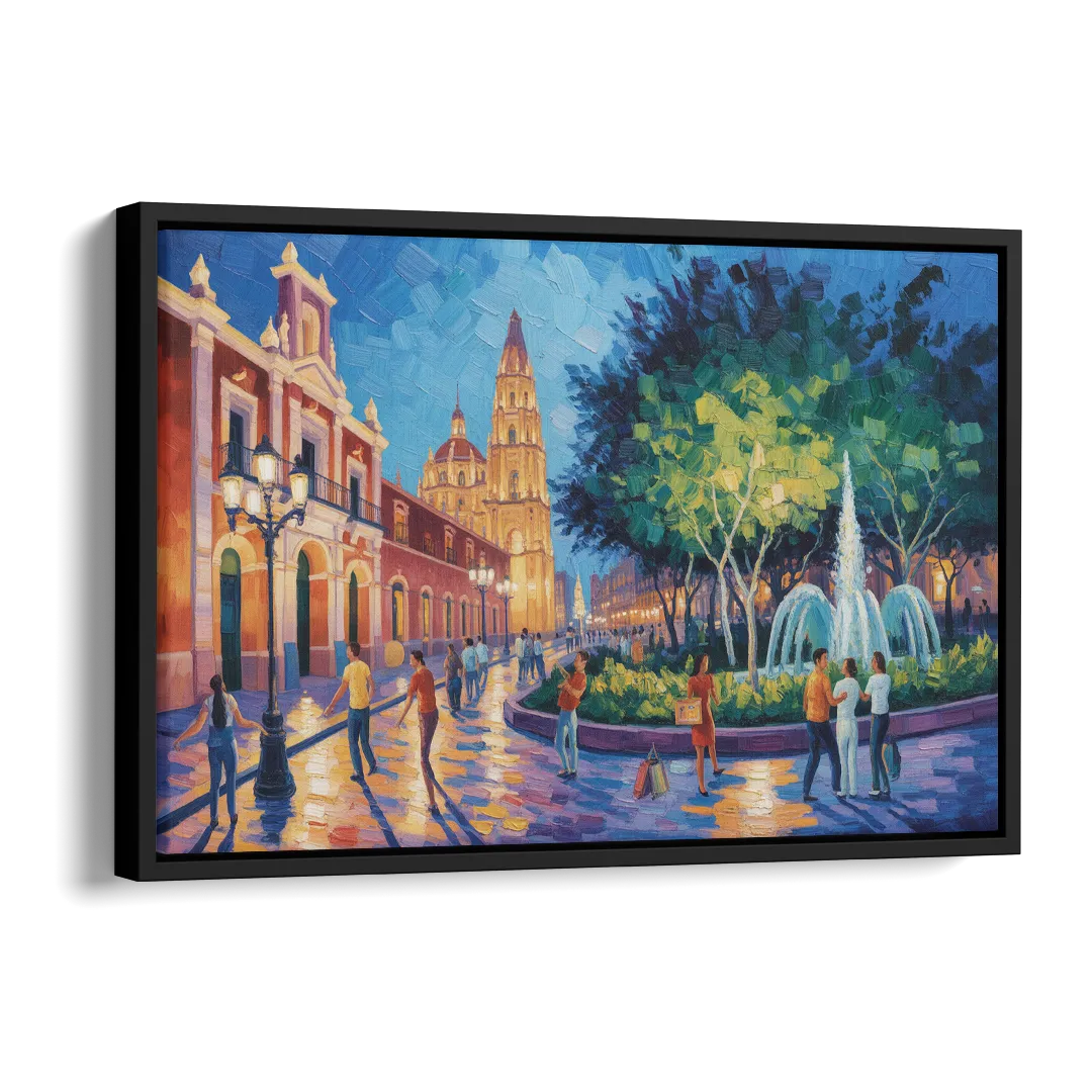 Jardín Unión Evening Side - Black Canvas Wall Art