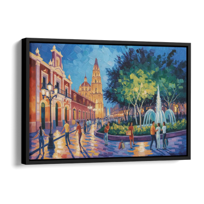Jardín Unión Evening Side - Black Canvas Wall Art