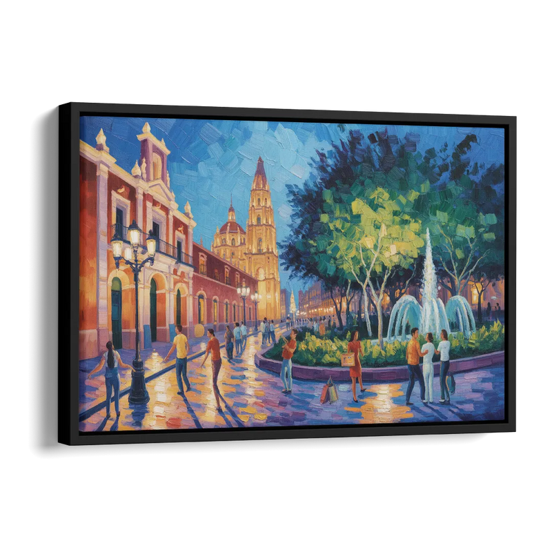 Jardín Unión Evening Side - Black Canvas Wall Art