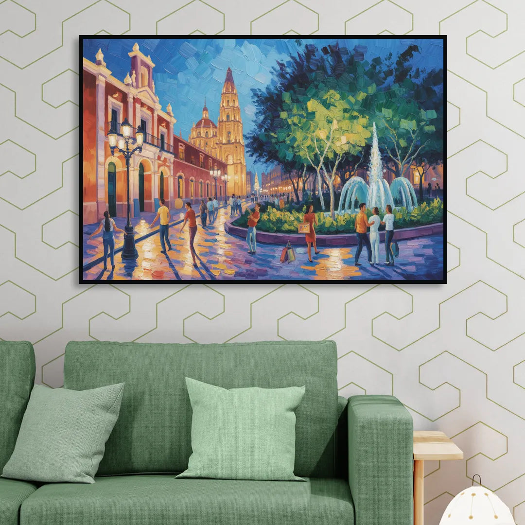 Jardín Unión Evening Sitting Room - Black Canvas Wall Art