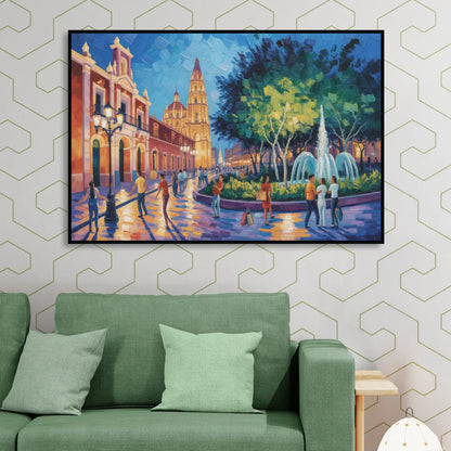 Jardín Unión Evening Sitting Room - Black Canvas Wall Art