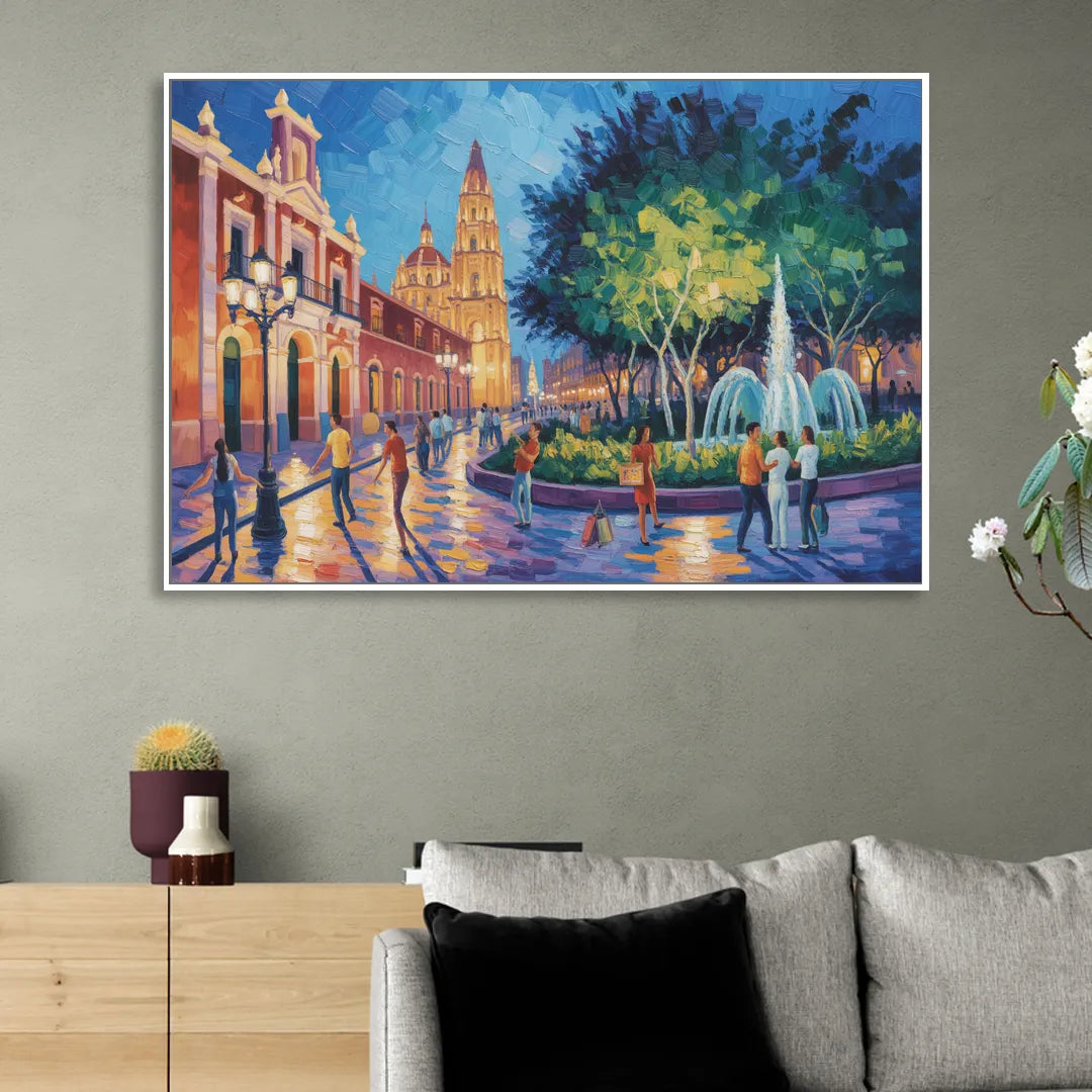 Jardín Unión Evening Sitting Room - White Canvas Wall Art