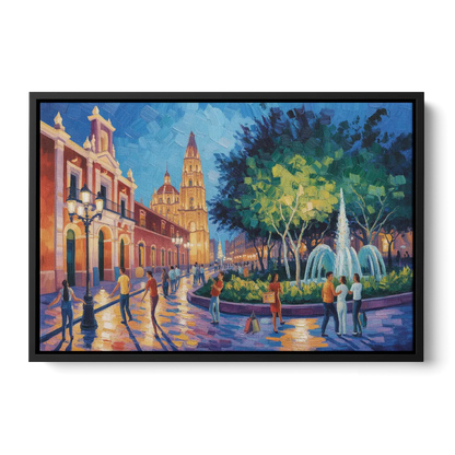 Jardín Unión Evening Front - Black Canvas Wall Art