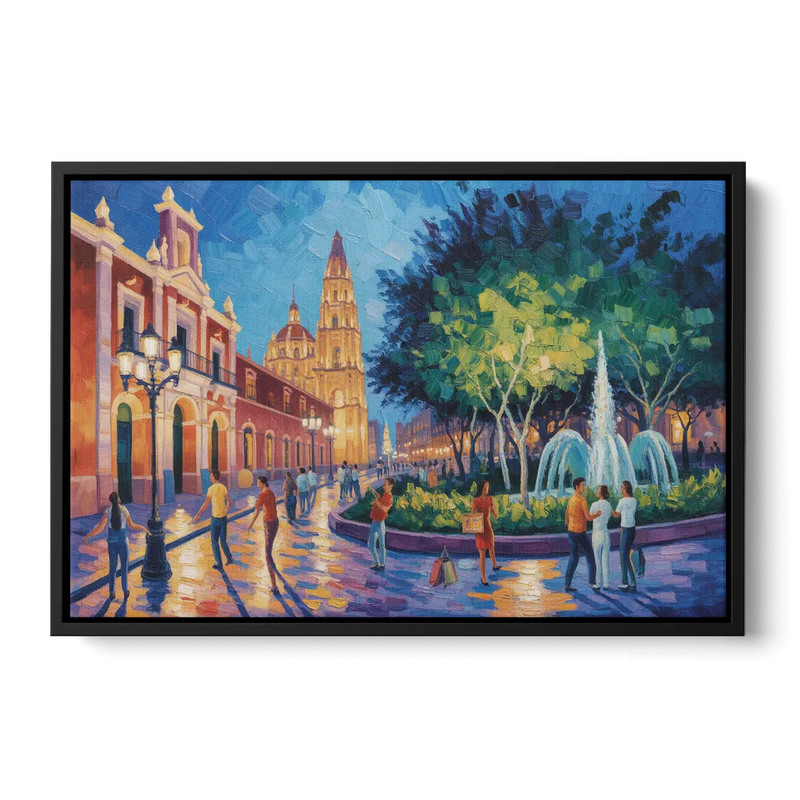 Jardín Unión Evening Front - Black Canvas Wall Art