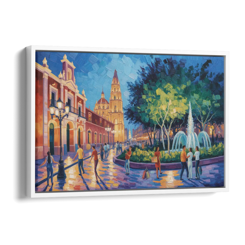 Jardín Unión Evening Side - White Canvas Wall Art