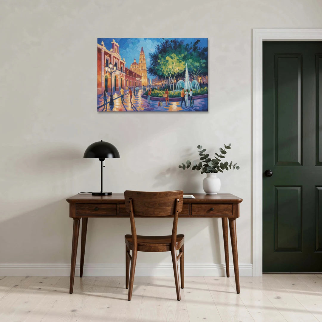 Jardín Unión Evening - Canvas Wall Art - Office - 36x24