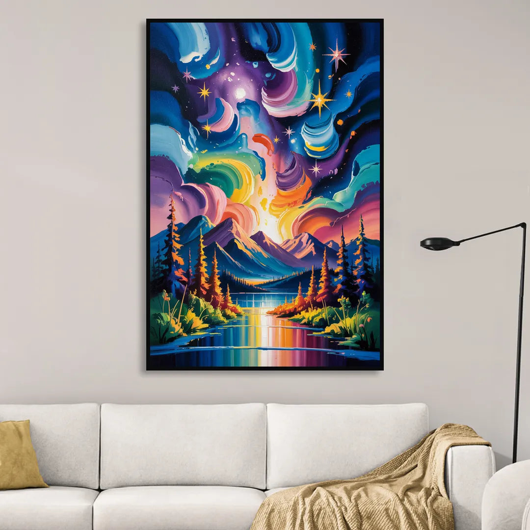 Jasper Starry Sky Living Room - Black Canvas Wall Art