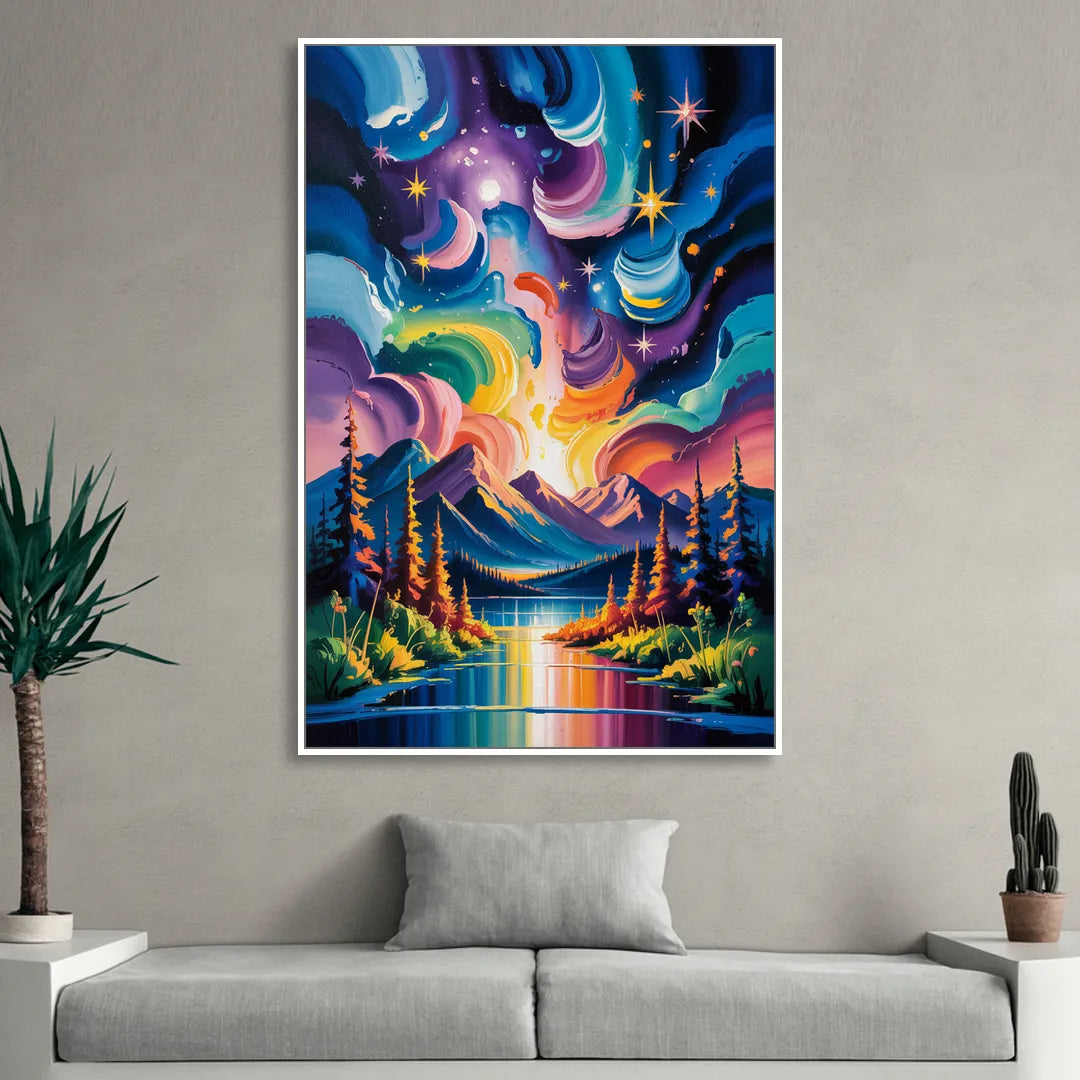 Jasper Starry Sky Living Room - White Canvas Wall Art