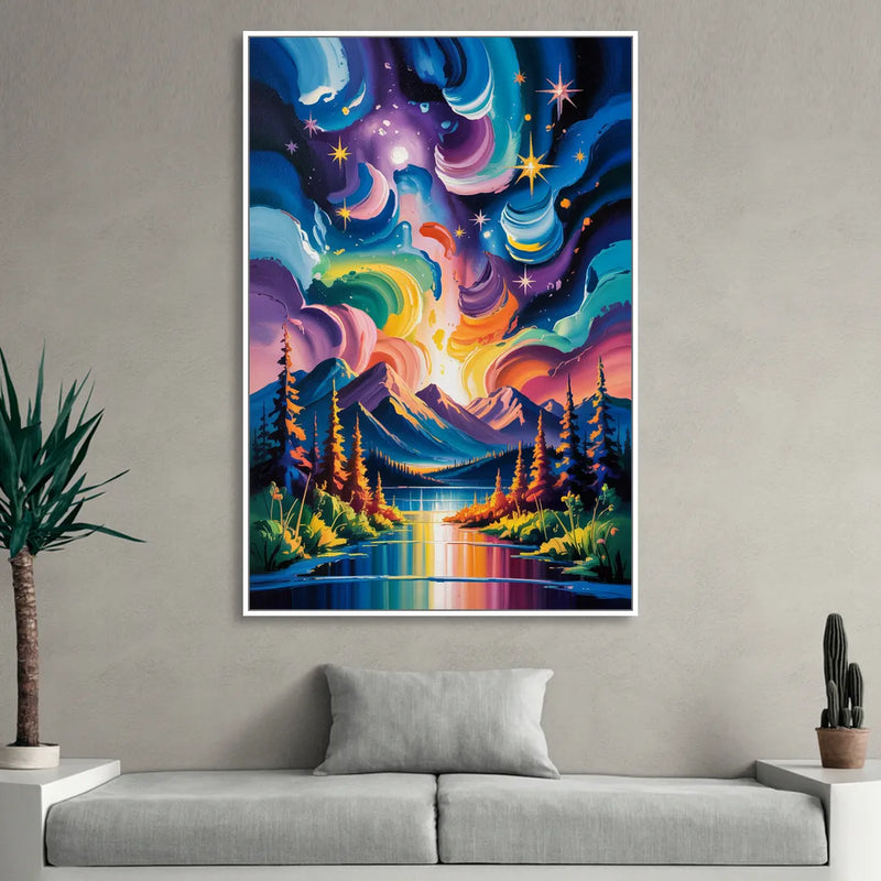 Jasper Starry Sky Living Room - White Canvas Wall Art