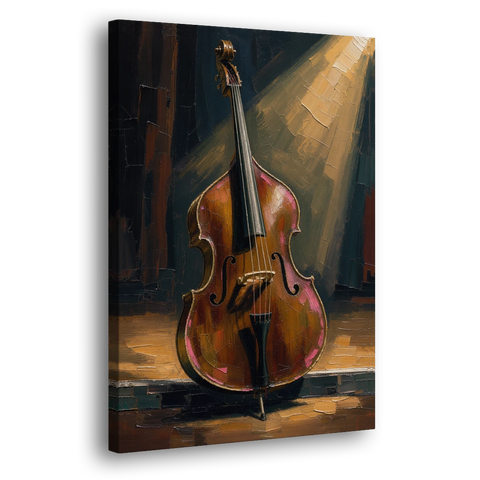 Jazz Club Wall Art with a Lone Double Bass - Canvas Wall Art - Side