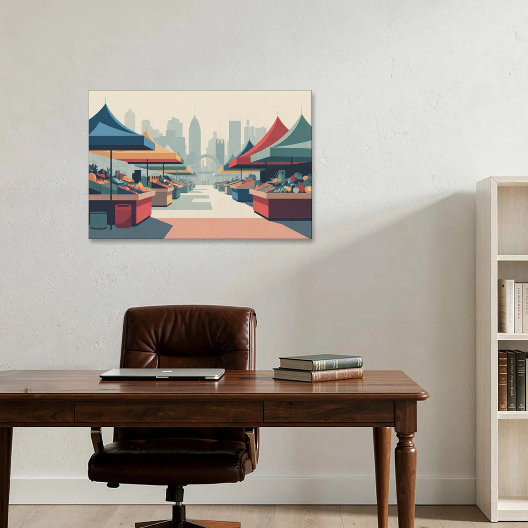 Jean Talon Market - Canvas Wall Art - Office - 36x24
