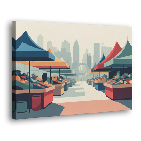 Jean Talon Market - Canvas Wall Art - Side