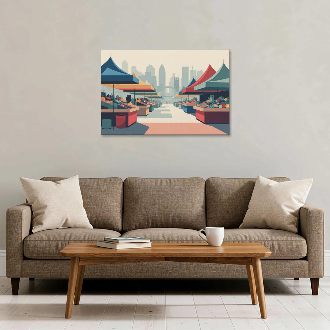Jean Talon Market - Canvas Wall Art - Sofa - 36x24