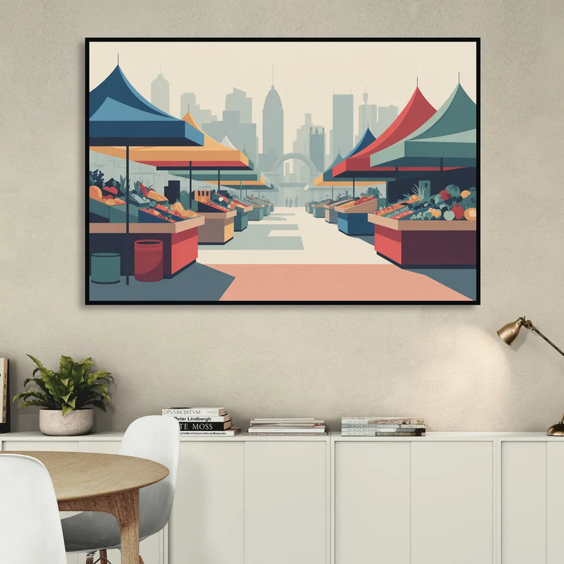 Jean Talon Market Living Room - Black Canvas Wall Art
