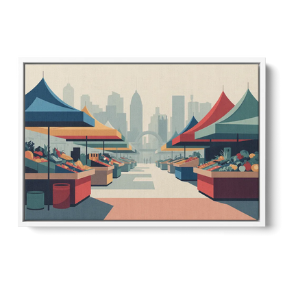 Jean Talon Market Front - White Canvas Wall Art