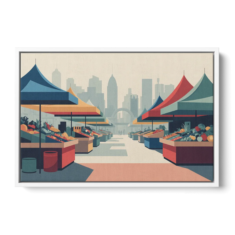 Jean Talon Market Front - White Canvas Wall Art
