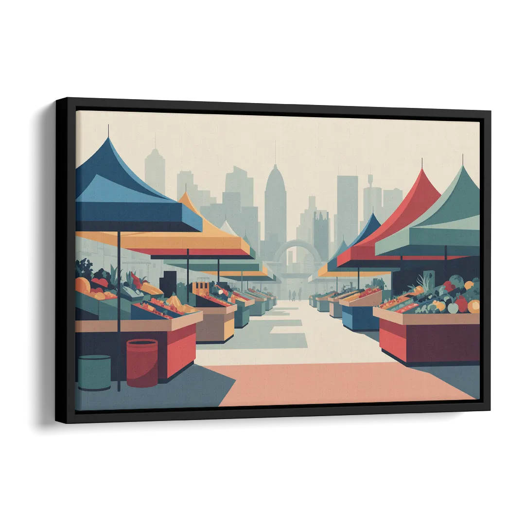 Jean Talon Market Side - Black Canvas Wall Art