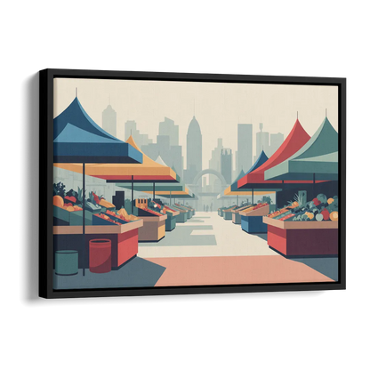 Jean Talon Market Side - Black Canvas Wall Art