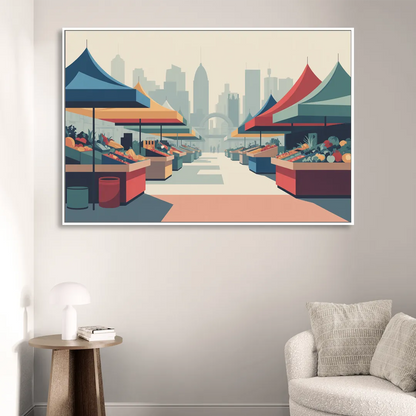 Jean Talon Market Living Room - White Canvas Wall Art