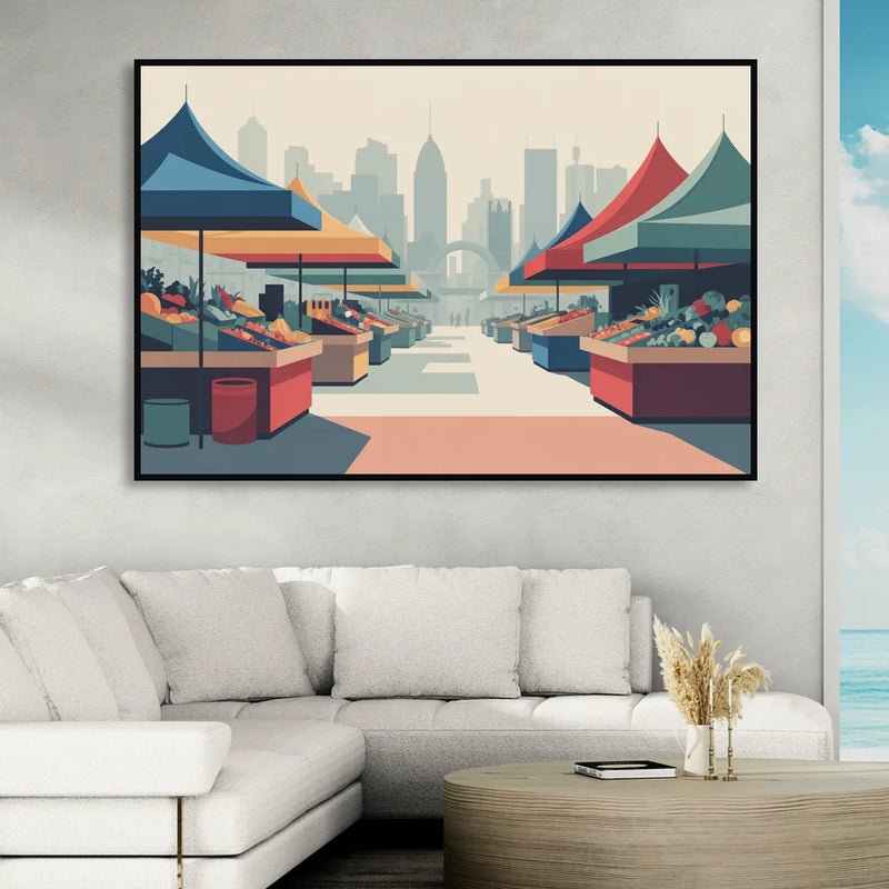 Jean Talon Market Sitting Room - Black Canvas Wall Art