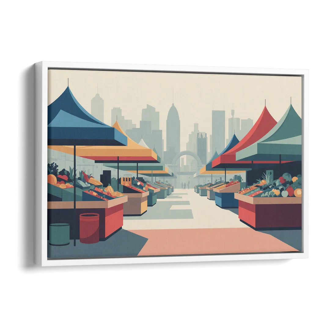 Jean Talon Market Side - White Canvas Wall Art