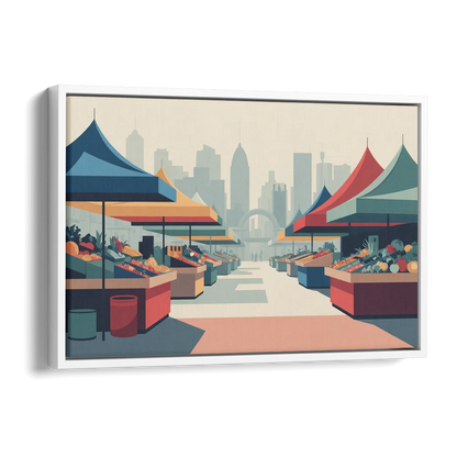Jean Talon Market Side - White Canvas Wall Art