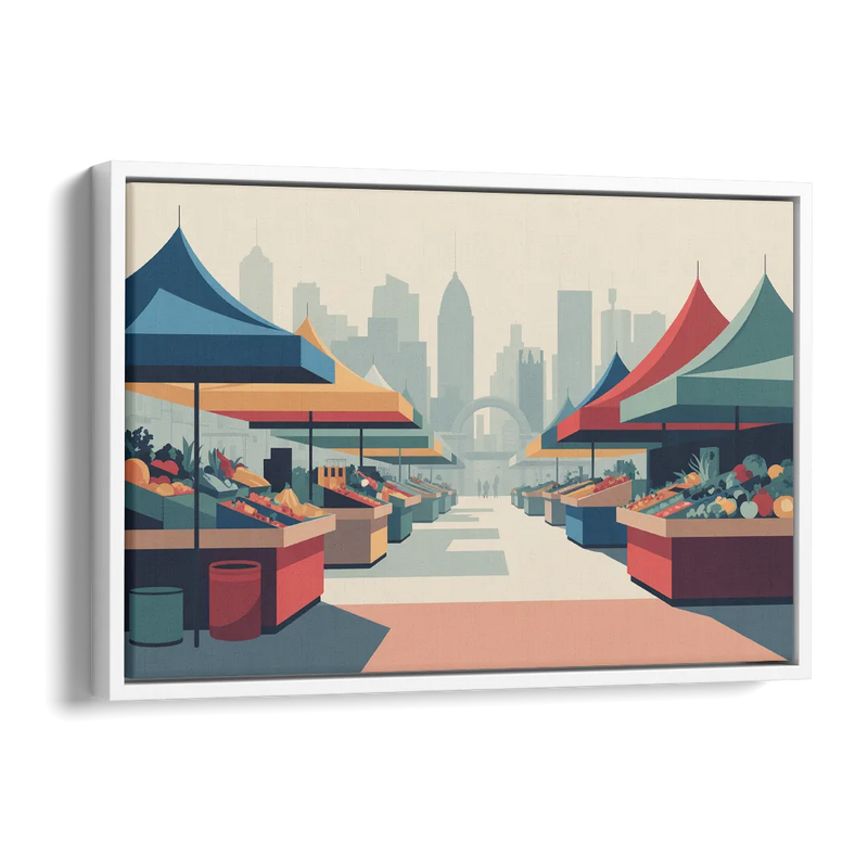 Jean Talon Market Side - White Canvas Wall Art