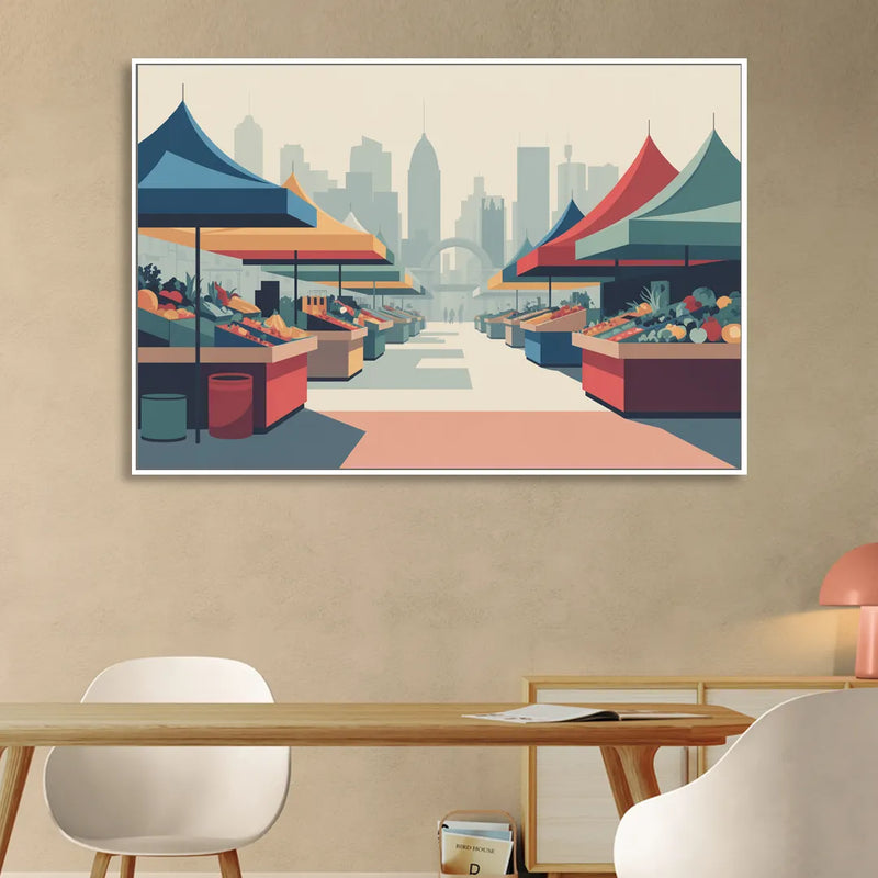 Jean Talon Market Sitting Room - White Canvas Wall Art