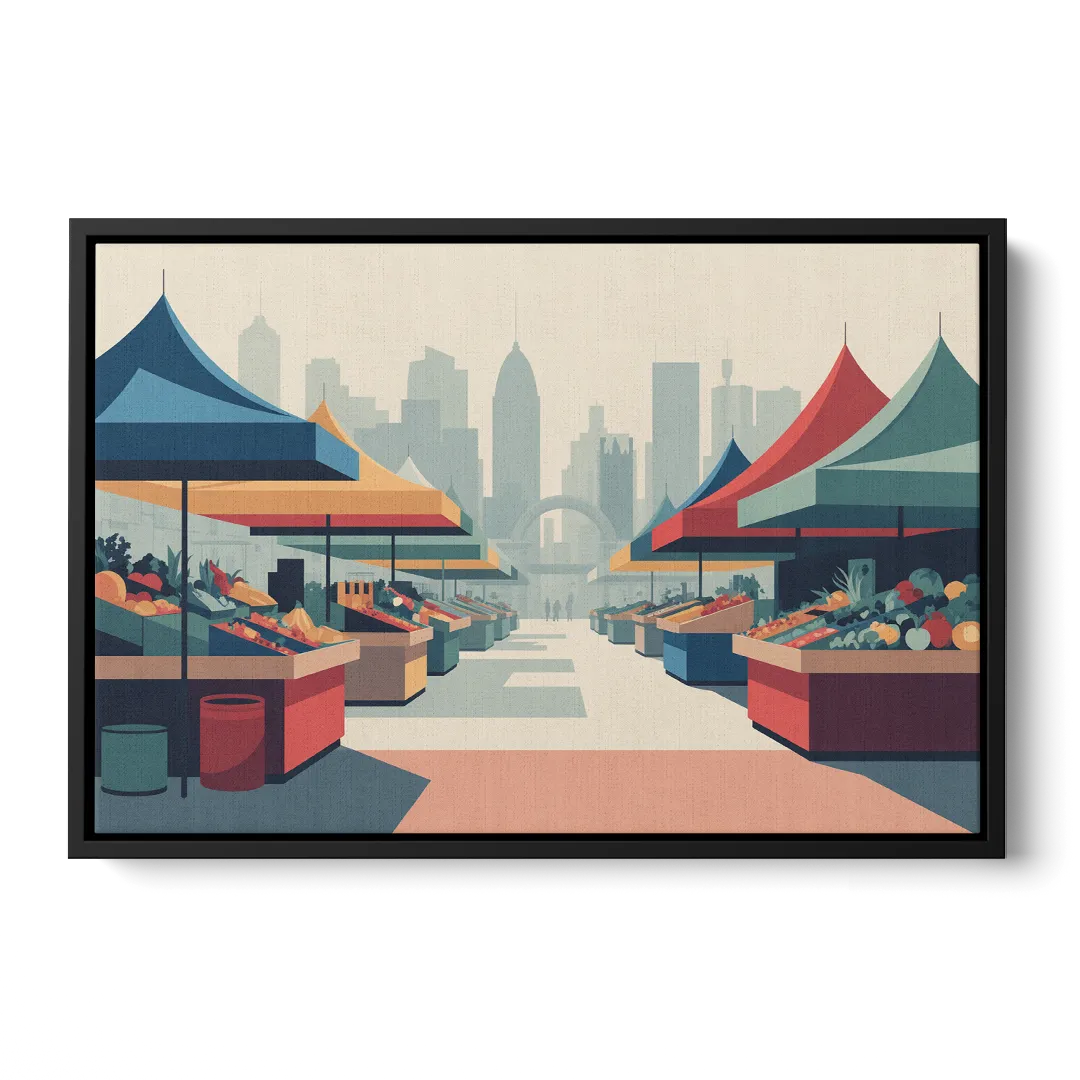 Jean Talon Market Front - Black Canvas Wall Art