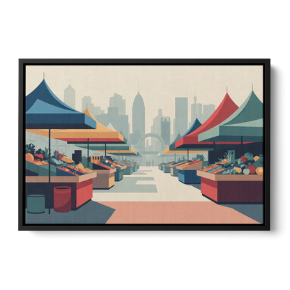 Jean Talon Market Front - Black Canvas Wall Art