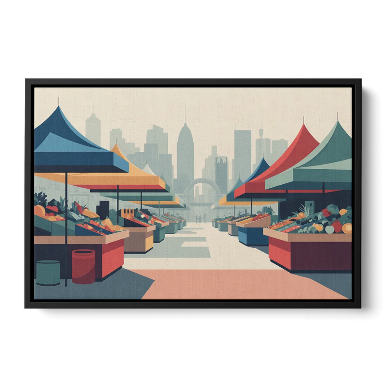 Jean Talon Market Front - Black Canvas Wall Art