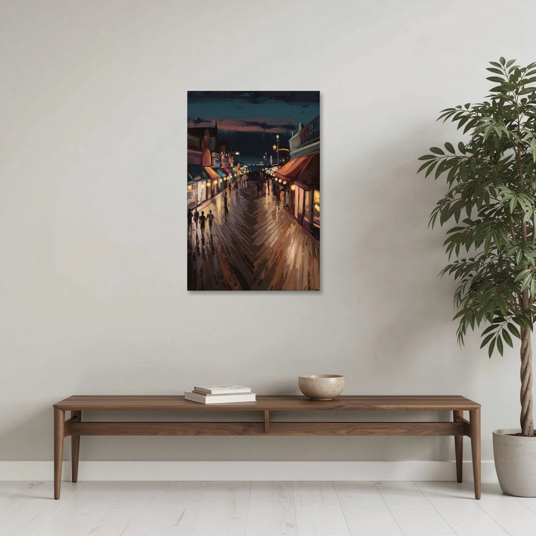 Jersey City Boardwalk Scene - Canvas Wall Art - Coffee Table - 24x36