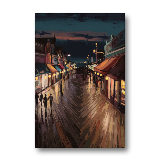 Jersey City Boardwalk Scene - Canvas Wall Art - Front